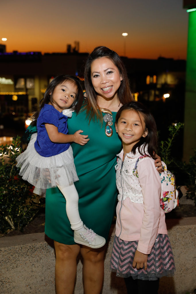 Thanh Luu with daughters Tam (2) and May (10) at the Alley Theatre 'Deck the Trees' fundariser (Photo by Priscilla Dickson)