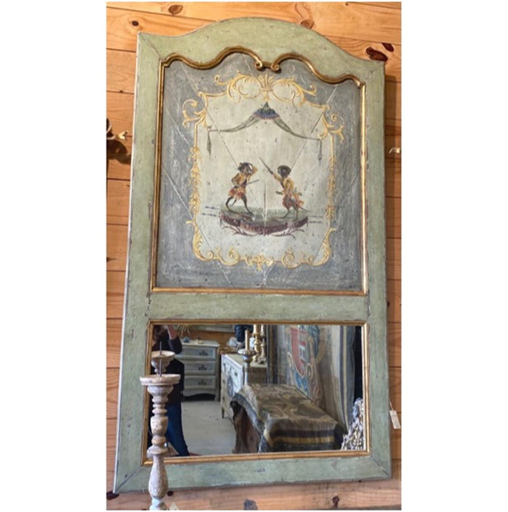 Rottet spotted this objet d'art: "Who can resist an 18th century French mirror with dueling mice!!"