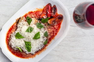 Secondi selections at Houston’s Trattoria Sofia include this Pollo All Parmigiana ($26) at dinner. (Photo Jenn Duncan)