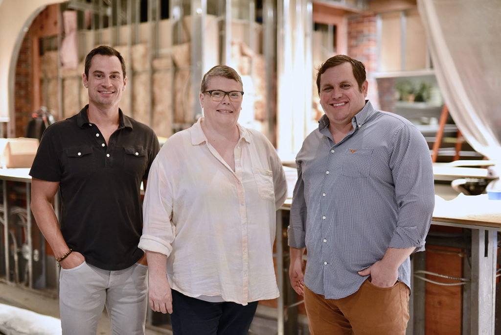 Dish Society and Daily Gather co-owner Aaron Lyons, culinary director and chef Brandi Key and fellow Dish Society and Daily Gather co-owner Trent Patterson. (Photo by Kimberly Park)