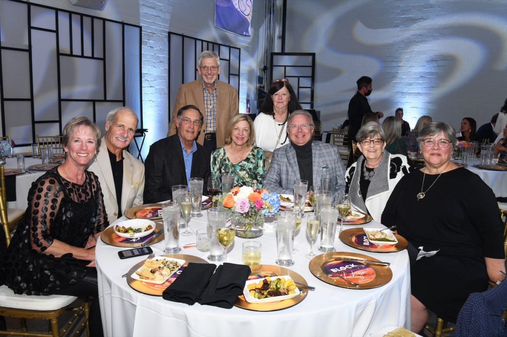 Karen and Tom McKracken, Dan and Allison Lorimer, Steve Jobman, Peggy Vernon, Kathy Spero | Standing: Rick and Julie Wyman
 (Photo by Kristina Bowman)