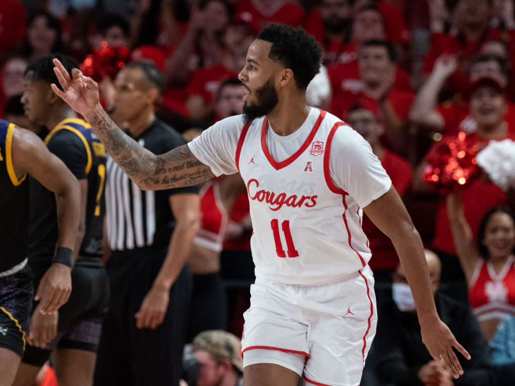 Kyler Edwards knew his shot would eventually start falling. When he's locked in, he can change everything for this UH team. (Photo by F. Carter Smith)