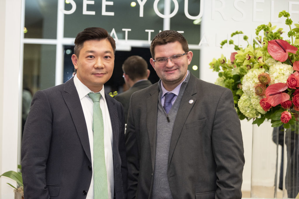 David Du, Jeff Syptak attend the Residences at The Allen and Thompson Hotel beam signing and celebration. (Photo by Anthony Rathbun)