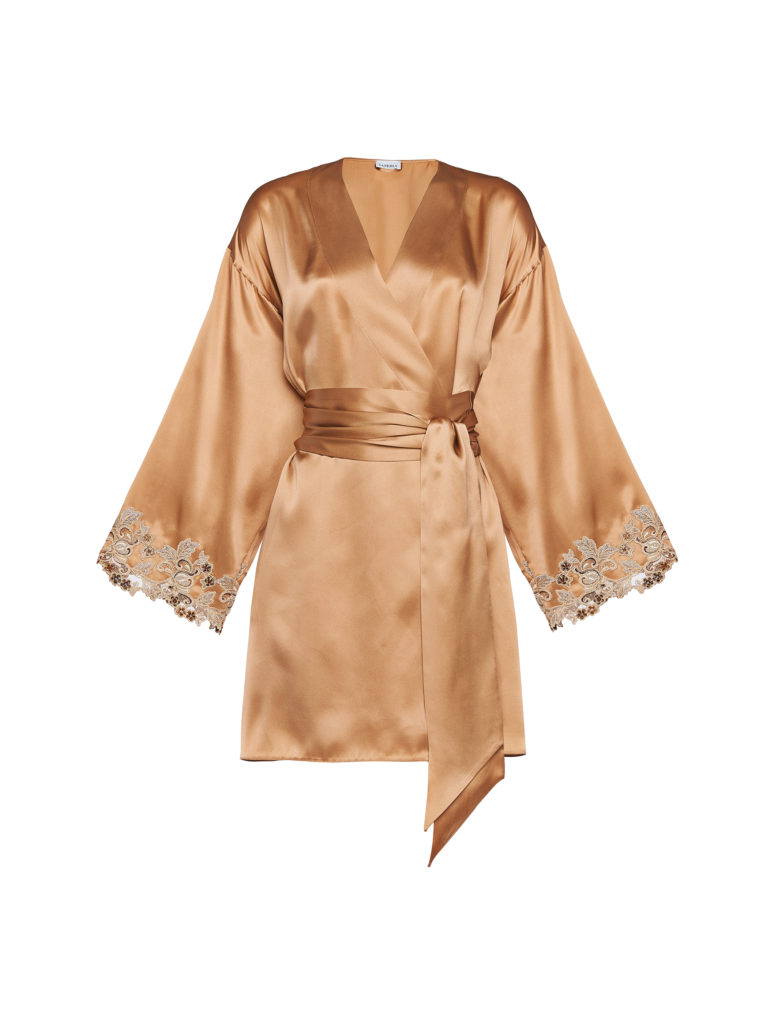 La Perla Maison Metallic Silk Satin Short Robe, $1,350