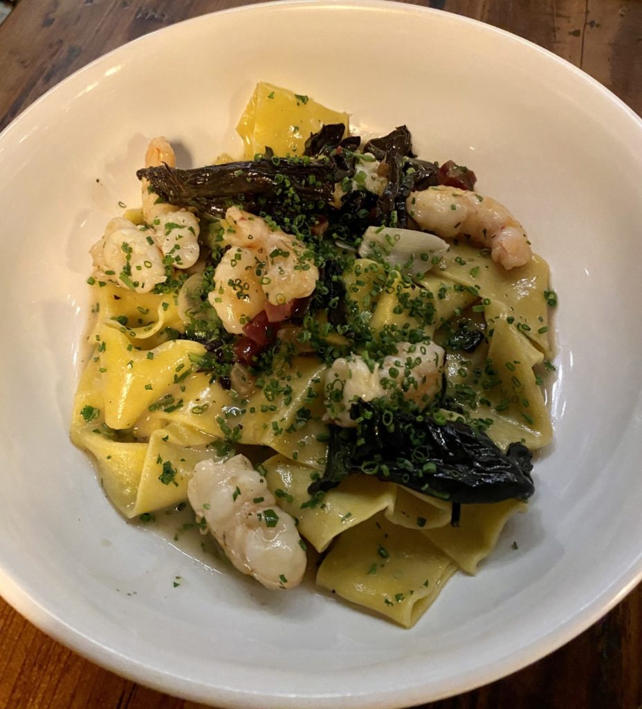 Cry Wolf's pappardelle with rock shrimp and black trumpet mushrooms was a favorite of the night. (Photo by Megan Ziots)