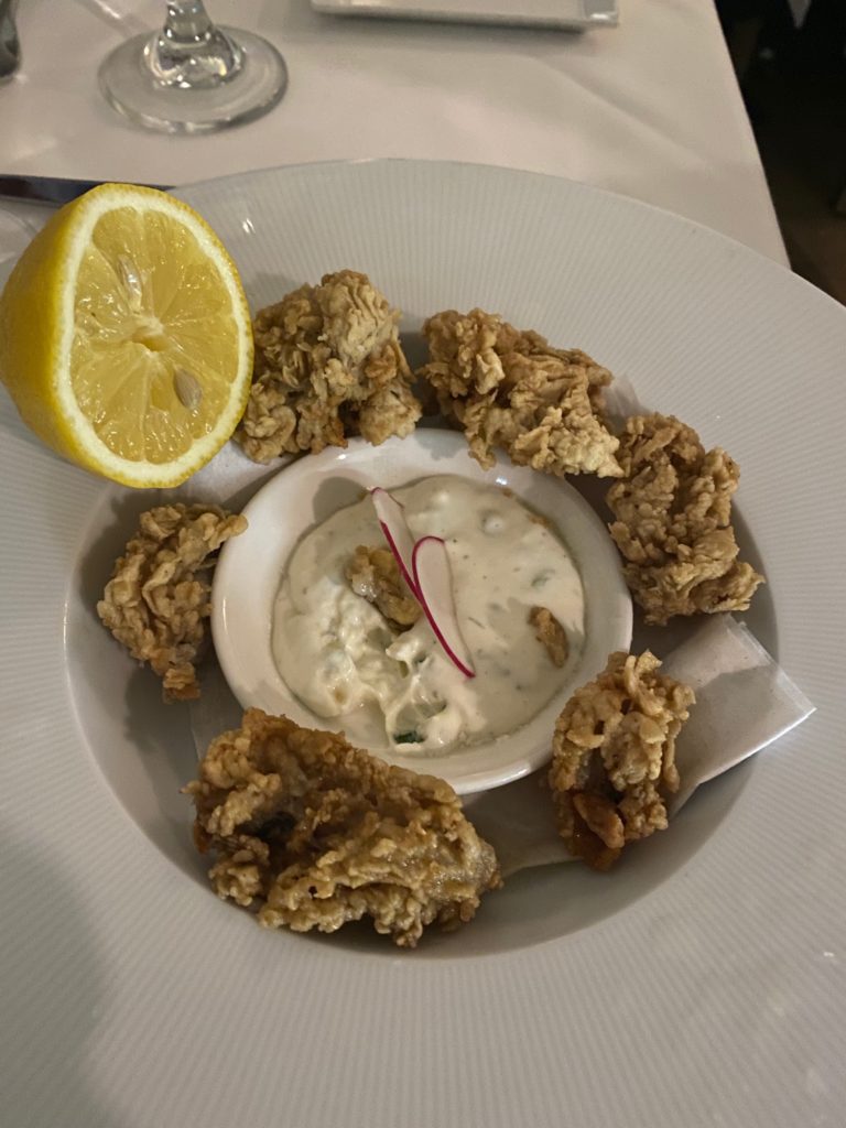 Mouth watering fried oysters with horse radish sauce served at Amore Italian Restaurant. (Photo by Shelby Hodge)