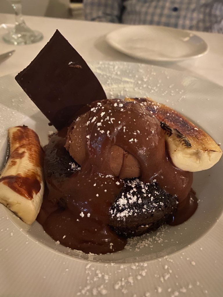 A chocolate ganache, cake and banana dessert wows diners at the new Amore Italian Restaurant. (Photo by Shelby Hodge)