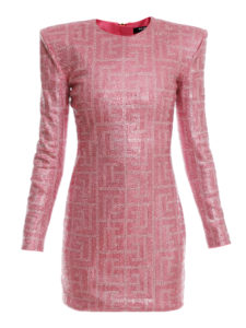 LS All Over Strassed Maxi Monogram Dress (NM Exclusive), $8495, available at the Neiman Marcus NorthPark Center Balmain x Barbie Pop Up