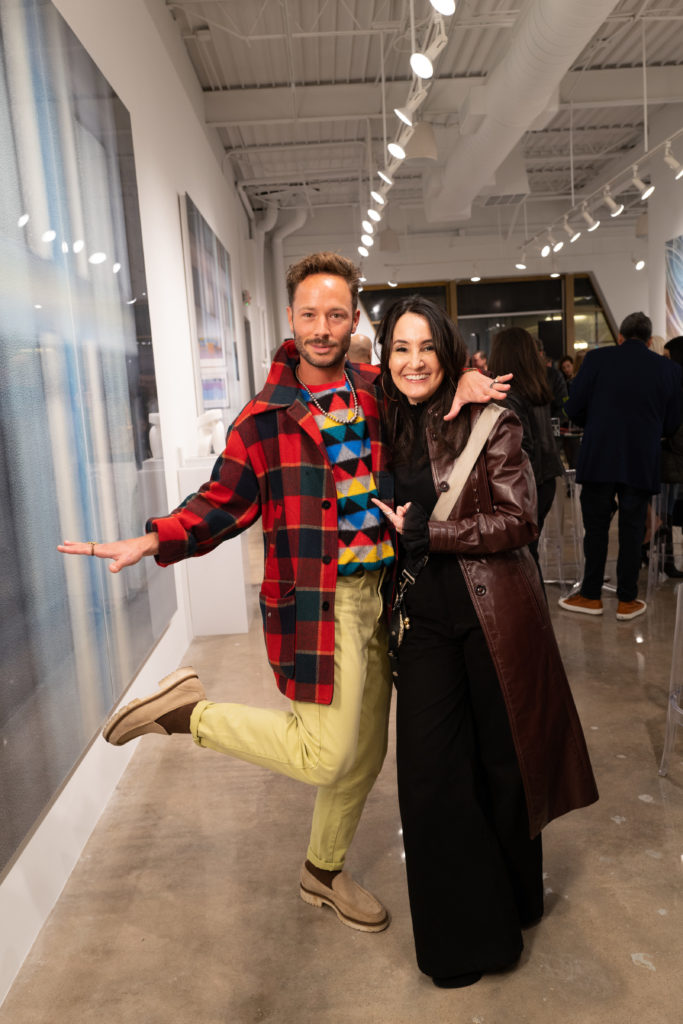 Oliver Halkowich, Amy Johnston at the opening of artist Christopher Martin's gallery in the Upper Kirby District's Gallery Row in Houston. (Photo by Daniel Ortiz)