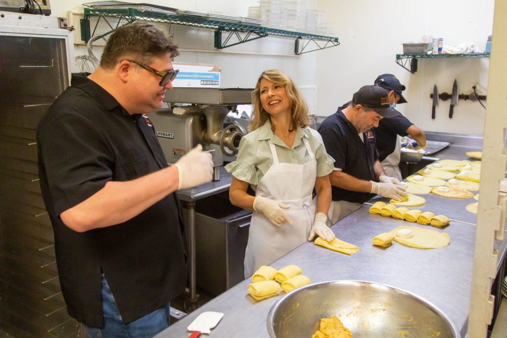 Samantha learns to roll cheese blintzes at Kenny and Ziggy's New York Delicatessen, as she showcases Houston on an upcoming episode.
