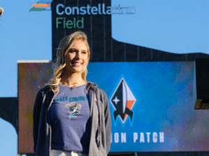 The Houston Astros held a launch party to reveal the Sugar Land Space Cowboys in a re-branding for their Triple A franchise at Constellation Field