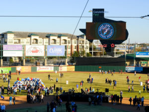 The Houston Astros held a launch party to reveal the Sugar Land Space Cowboys in a re-branding for their Triple A franchise at Constellation Field