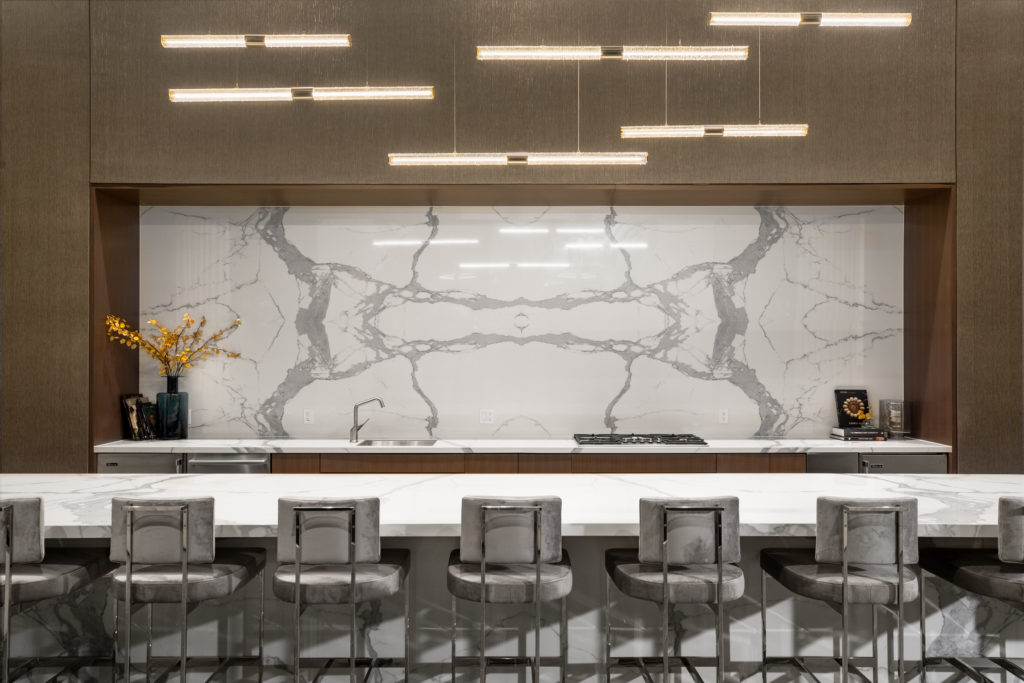 The Allen, one of three demonstration kitchens and bars in The Sterling at Regent Square, a project of GID Development Group.