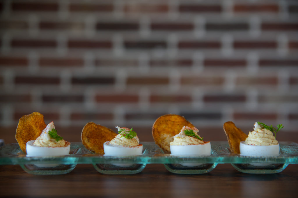 The Southern-style devlied eggs are scented with truffles.  (Photo by Photos Care of Back Table Kitchen & Bar)