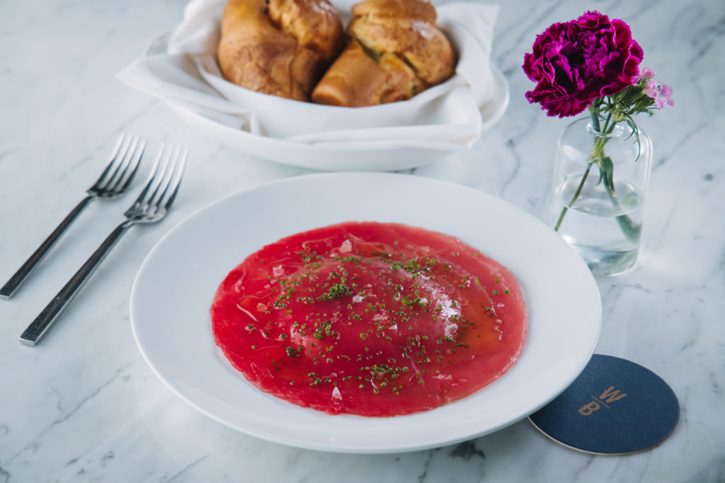 Wicked Butcher's tuna carpaccio and foie gras appetizer.