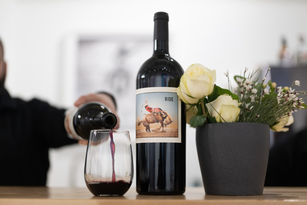 Ride & Ridden winery's 2020 RIDE Napa Valley Cabernet Sauvignon features a bucking bronco label design by Wrubel (Photo by Daniel Ortiz)