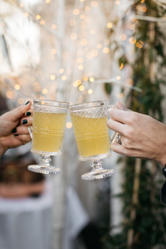 Elegant glass-footed mugs (perfect for Hot Toddys) are featured in Casamia's Aprés Ski drop.  (Photo by Rebecca Patton of Beckley)