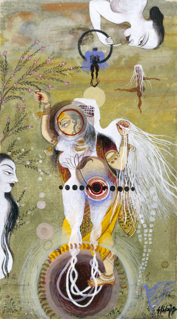 Delving into Indo-Persian miniature painting, Sikander then expanded her practice into drawing, animation, installations, video, and film. This piece is entitled, Uprooted Order, Series 3, No. 1.