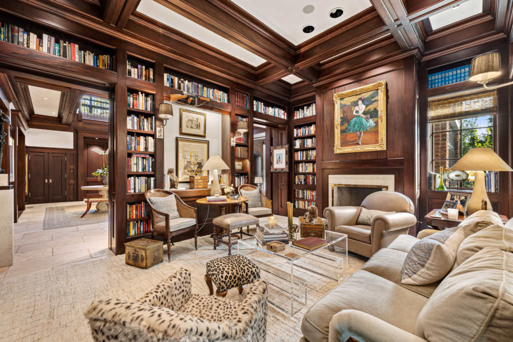 The library in the River Oaks Boulevard home of Frances and Tony Buzbee. (Photo by Courtesy of Josh Gremillion for Douglas Elliman)