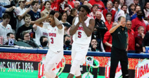 SMU star guard Kendrick Davis and Emmanuel Bandoumel almost couldn’t believe the win over No. 6 Houston.