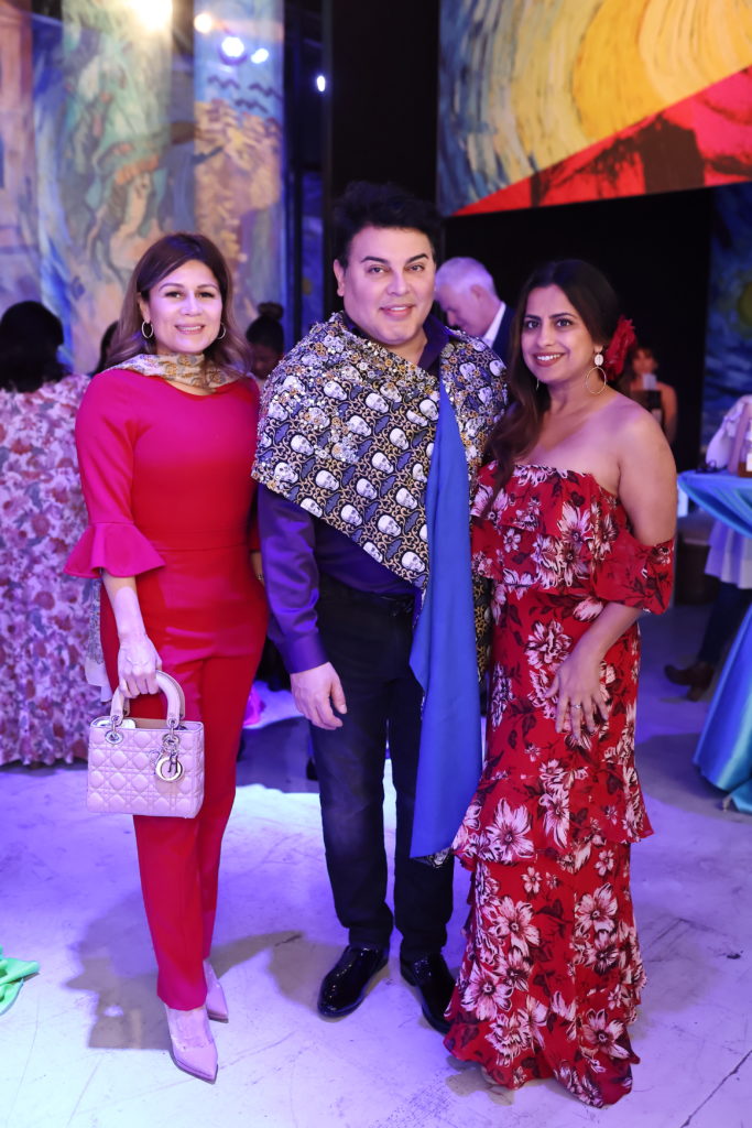 Ana Reger, Edward Sanchez, and Ruchi Mukerjee enjoy the opening night of "Immersive Frida Kahlo." The glamorous art evening featured traditional Mexican dishes, live music, and a red carpet. (Photo by Quy Tran)