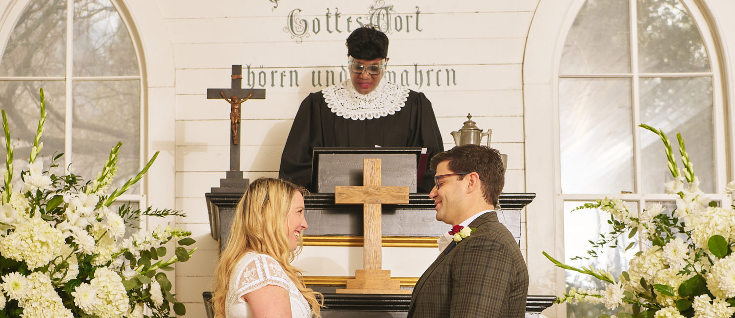 Justice of the Peace Wanda Adams marries a Valentine’s Day bride and groom on February 14, 2021.