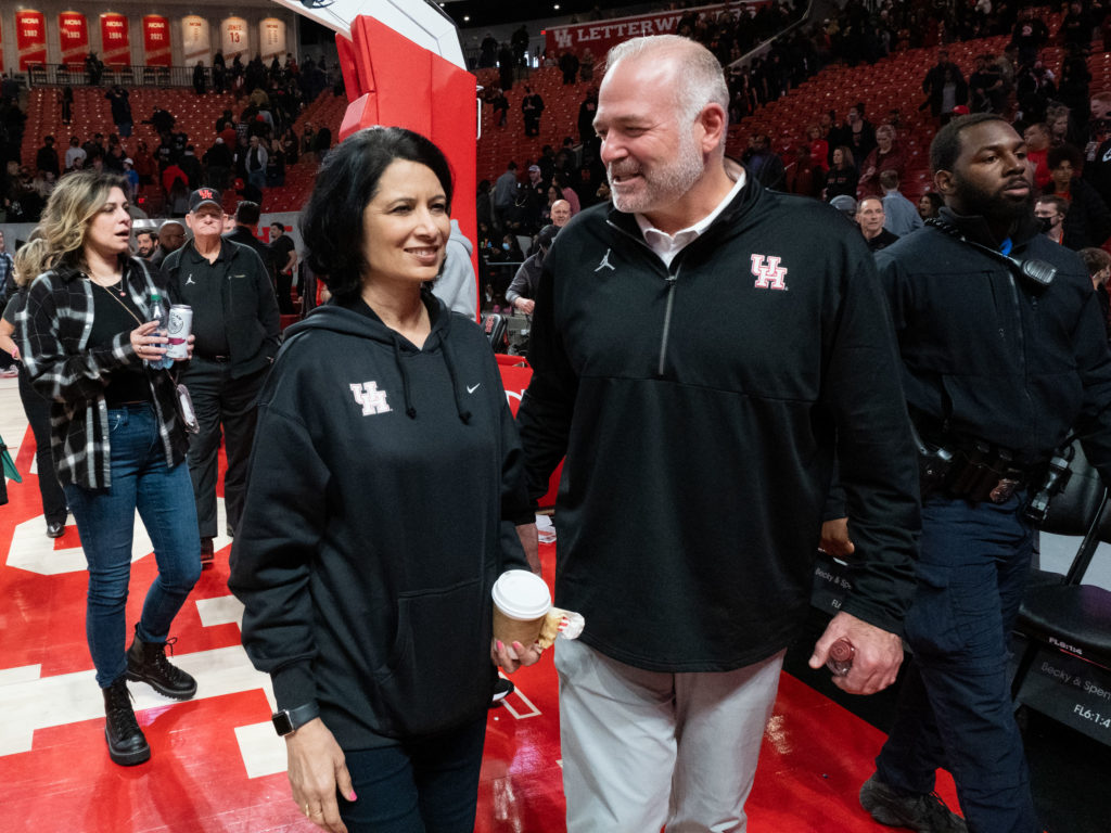 University of Houston president Renu Khator and athletic director Chris Pezman could not be more happy with the basketball program. (Photo by F. Carter Smith)