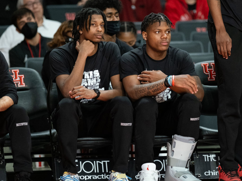 Tramon Mark was out with a shoulder injury and Marcus Sasser wore a boot. But UH kept winning last season. (Photo by F. Carter Smith)