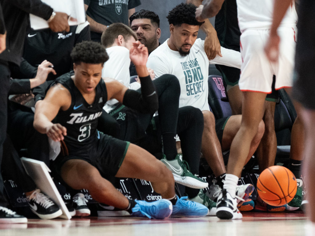 Tulane guard Jalen Cook found nothing easy against the University of Houston. (Photo by F. Carter Smith)