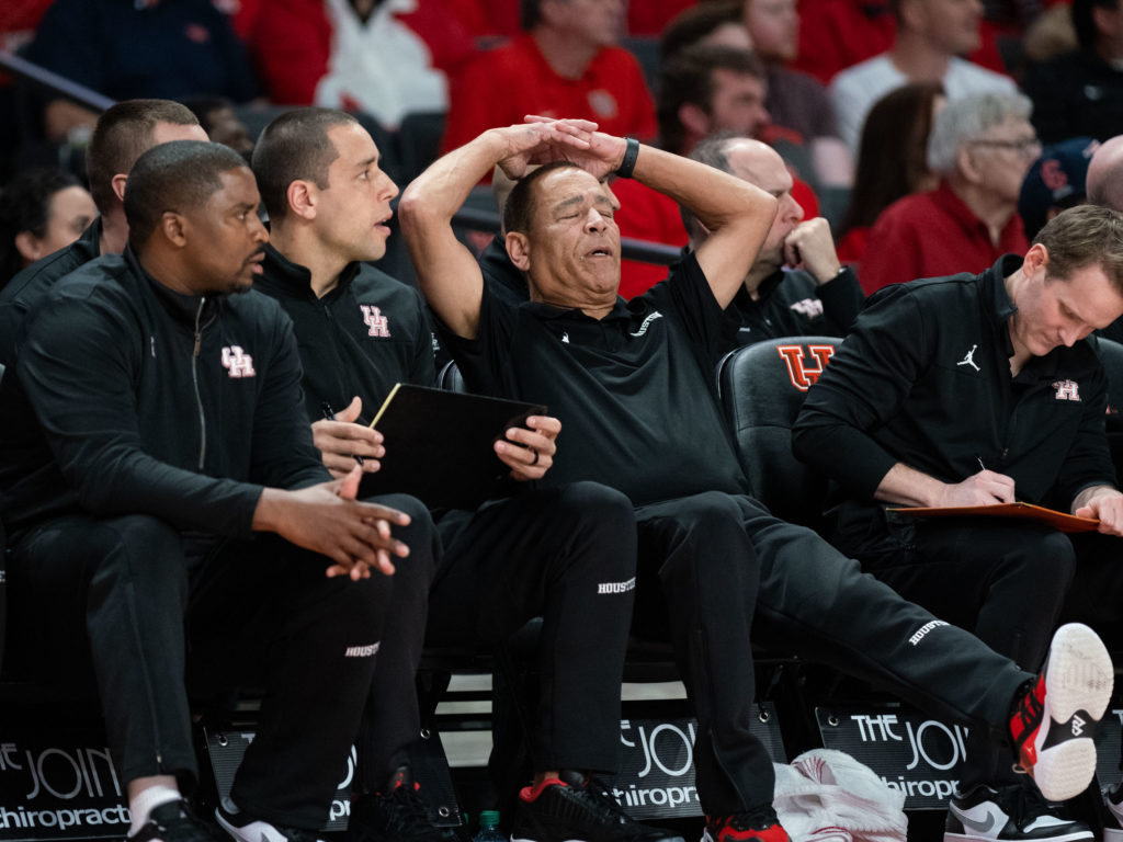 Sometimes, Houston coach Kelvin Sampson doesn't want to watch. (Photo by F. Carter Smith)