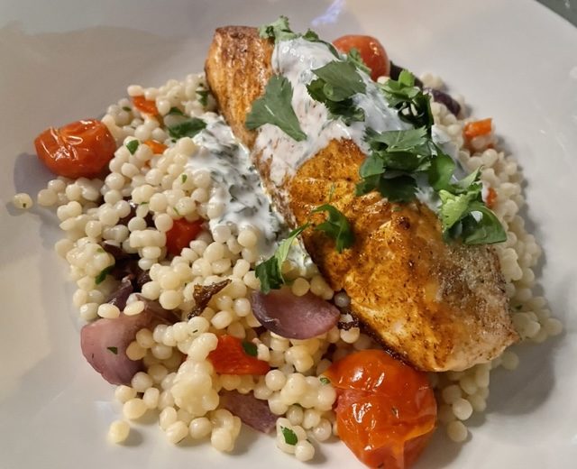 Delectable salmon atop pearl couscous for the win. Photo by Courtney Dabney.