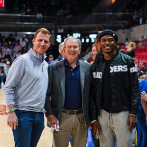 George W. Bush enjoyed the very SMU night. (@SMUFB)