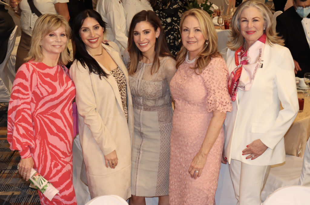 From right, Linda Johnson, Cindy Rowland and friends at the HLS&R Trailblazer luncheon