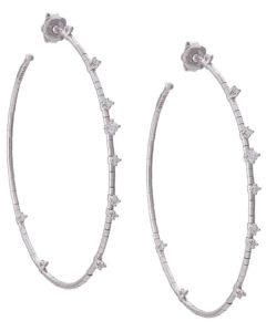 Mattia Cielo 18K White Gold Diamond Hoop Earrings
