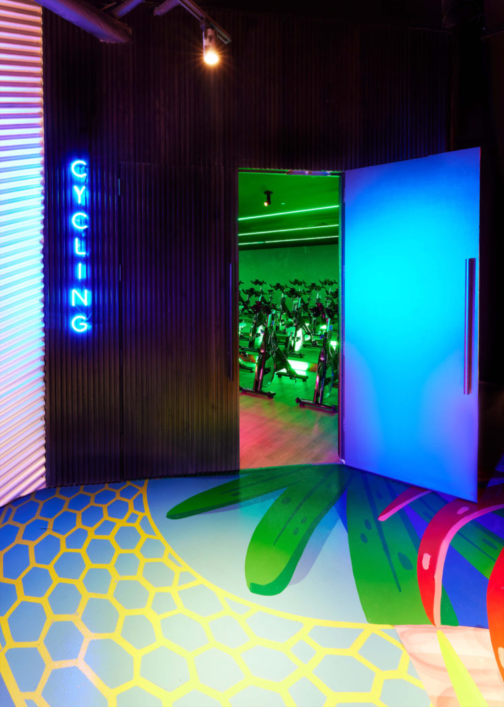 The entrance to the John Reed cycling room.  (Photo by JOHN REED Fitness)