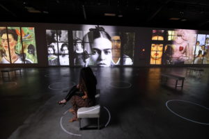 The Lighthouse Exhibition space is brought to life with projections of Frida Kahlo’s work and life story. (Photo by Quy Tran)