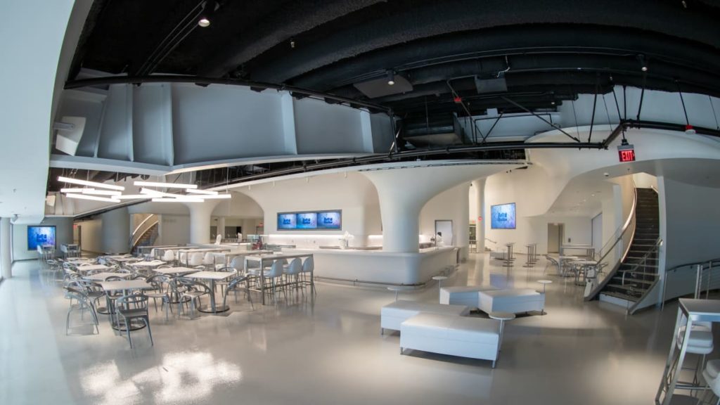 A swank bar in the club level shows some of SoFi Stadium's perks.