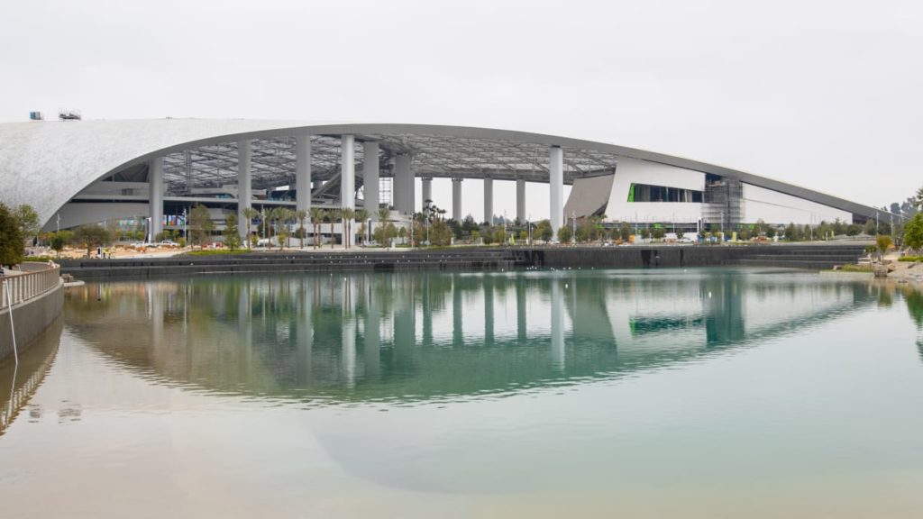 HKS designed the SoFi Stadium landscape to include a moat.