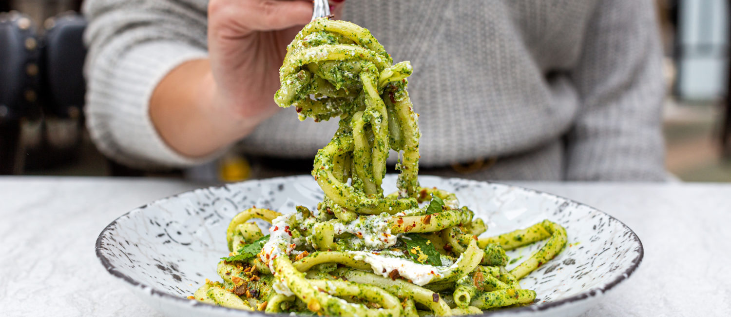 Bucatini Alla Pesto Siciliano at Trattoria Sofia