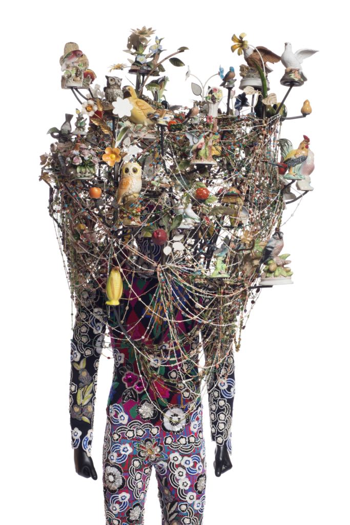 Nick Cave's "Soundsuit," 2013,  in "Soundwaves: Experiment Strategies in Art + Music." (Collection Lester and Penelope Marks, Houston)