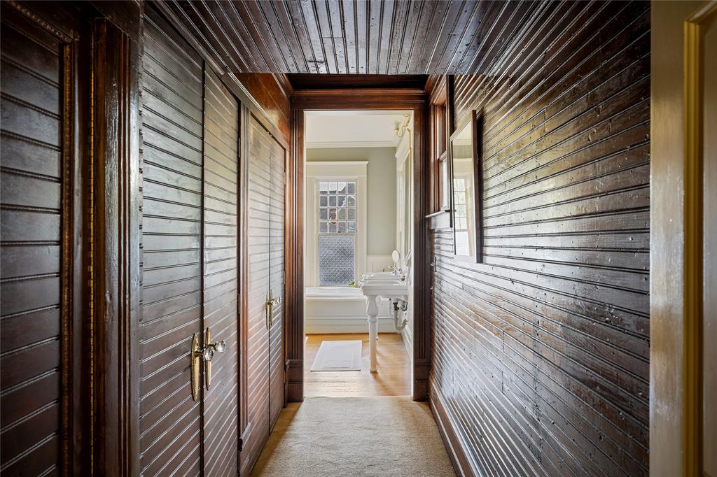 Make your way to the ensuite bathroom. 