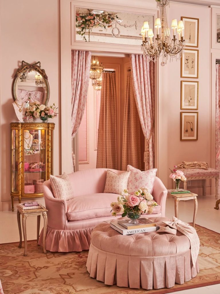 The LoveShackFancy interiors feels like an elegant boudoir.
