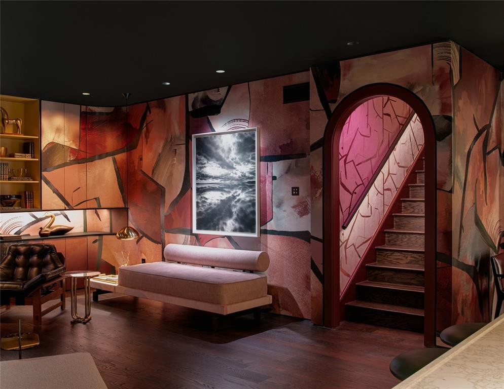 Other features that remain in the Yates Desgyn basement include paint by Benjamin Moore in Essex Green, Spiced Apple Cider, and Ruby Dusk, as well as Bravas audiovisual and lighting systems. (Photo by Costa Christ Media)