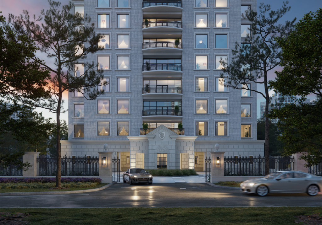 1661 Tanglewood's limestone and brick façade is reminiscent of those designed in the 1920s by Rosario Candela for his buildings on Park and Fifth avenues.