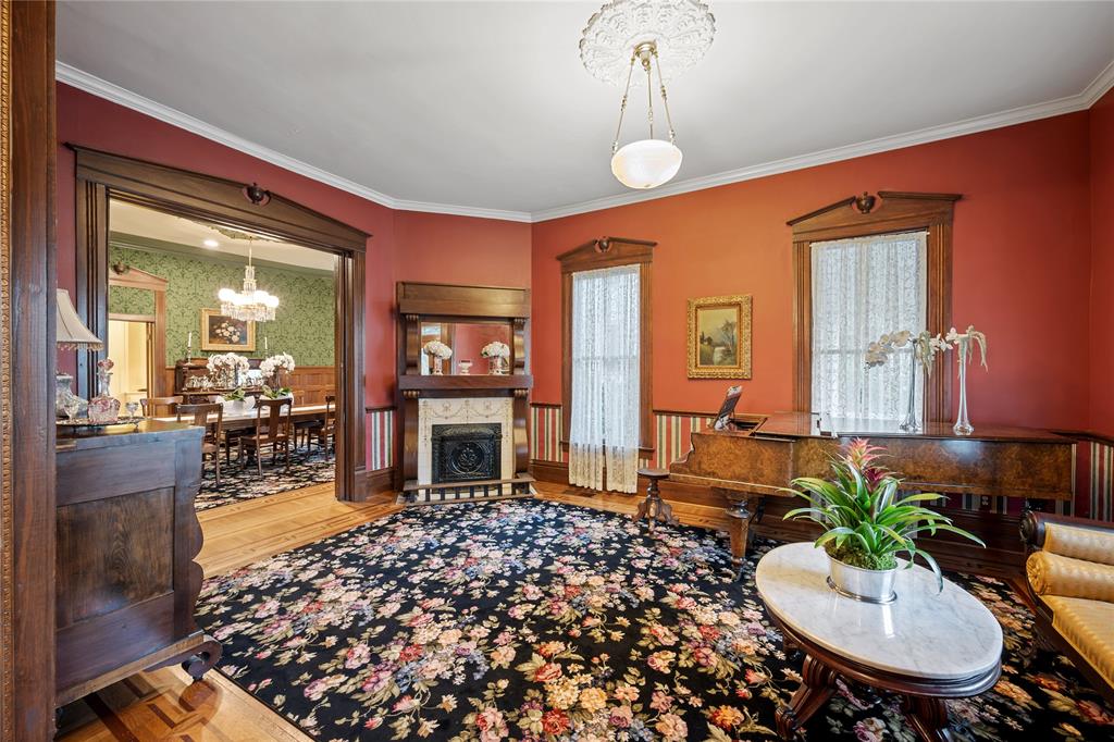 An elegant room transports you to a different era. 