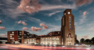 Fort Worth Public Market – The restored historic building’s landmark tower will be lit once again. Rendering by BOKAPowell Architects.