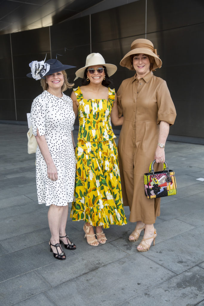 Kelley Lubanko, Kristy Bradshaw, Leigh Smith at Hermann Park Conservancy's Hats in the Park luncheon (Photo by Jenny Antill)