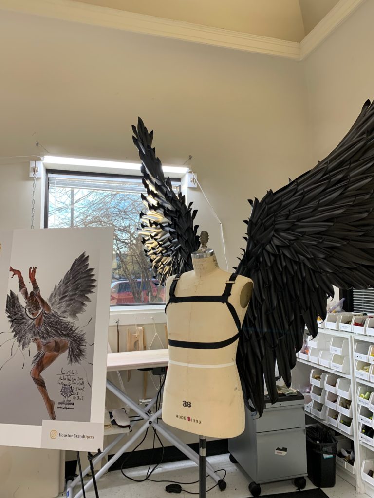 A set of wings created for the 21-22 season closing production of Gounod’s Romeo and Juliet. (Photo by Tarra Gaines)