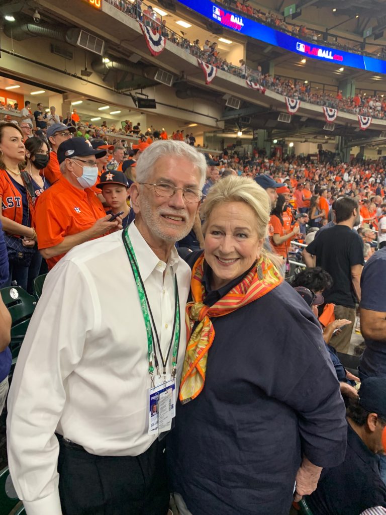 Dr. Jim & Anne Muntz at a Houston Astros game. Muntz is team physician for the MLB team. (Courtesy photo)