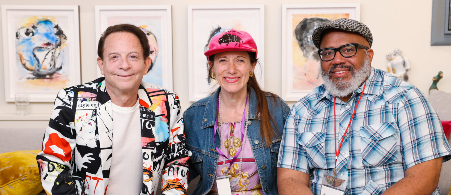 Host Lester Marks, Catherine D. Anspon, Trenton Doyle Hancock (Photo by Johnny Than)